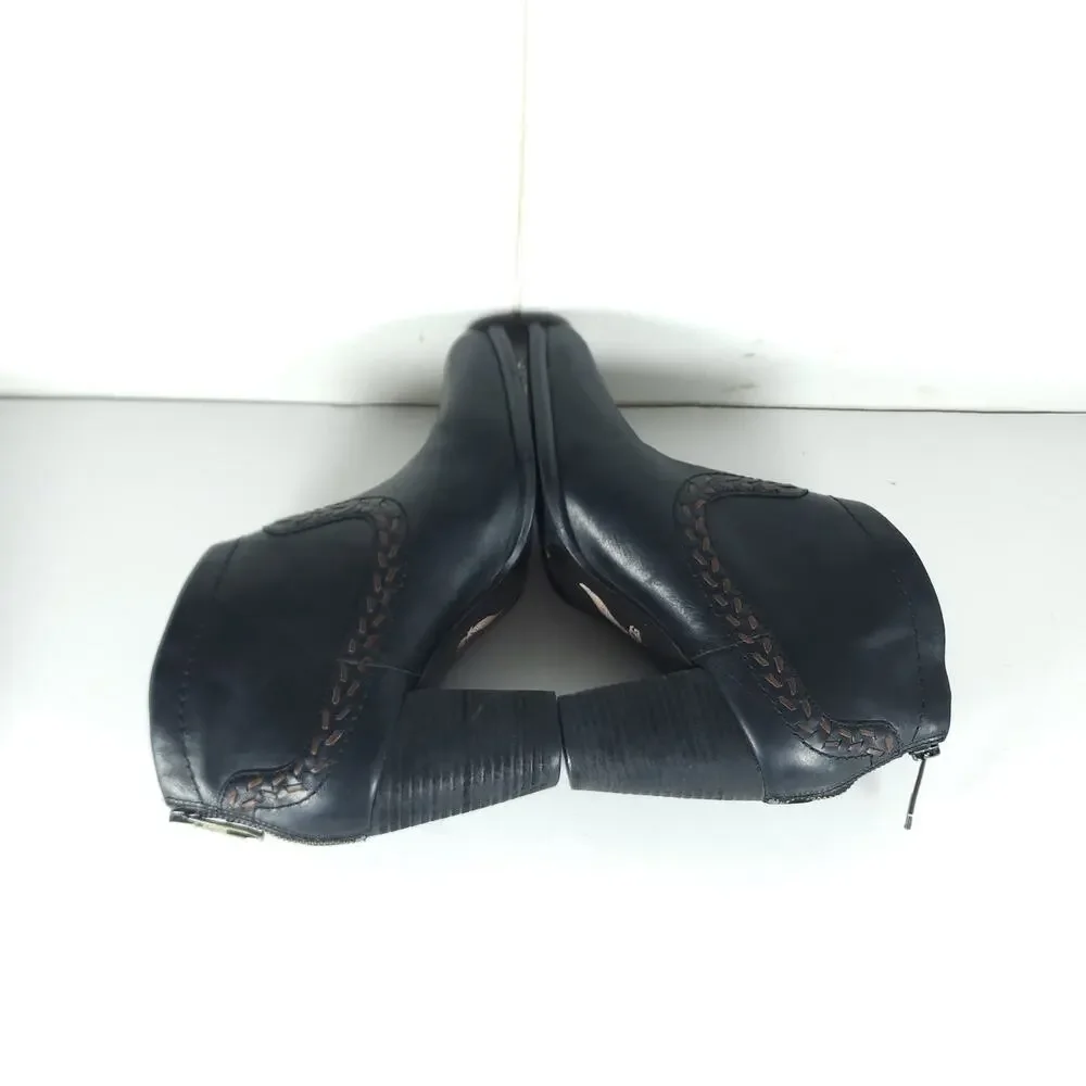 UGG Women's Charlotte US8 Black Leather Wool Lined Heeled Ankle Booties Boots
